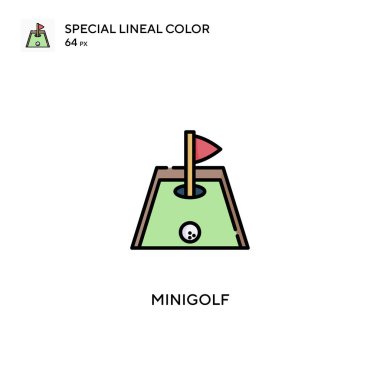 Minigolf özel doğrusal renk vektör simgesi. İş projeniz için minigolf simgeleri