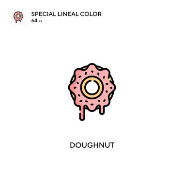 Donut özel doğrusal renk vektör simgesi. İş projeniz için çörek simgeleri