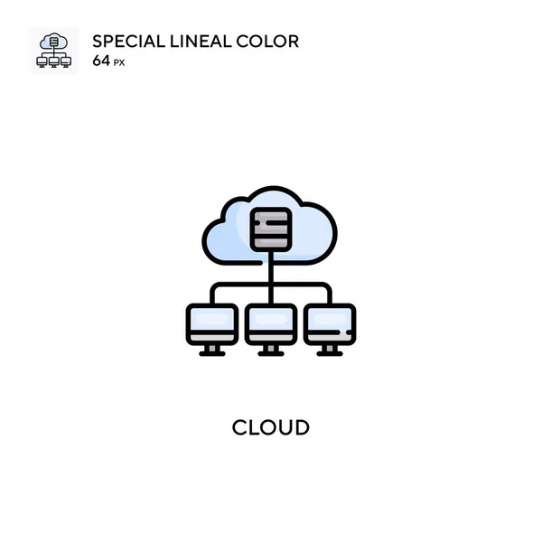 Cloud Special Lineáris Színvektor Ikon Felhőikonok Üzleti Projektjéhez — Stock Vector