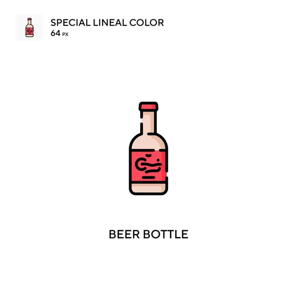 ビールボトル特殊線型カラーベクトルアイコン あなたのビジネスプロジェクトのためのビールボトルアイコン — ストックベクタ