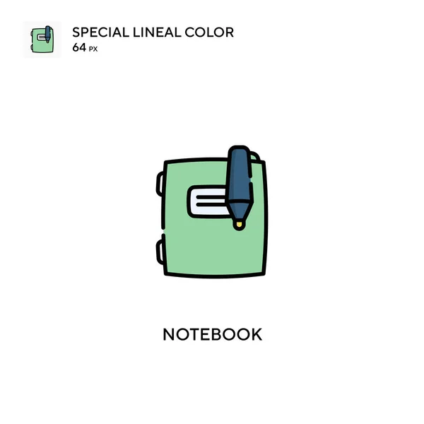 Cuaderno Icono Especial Vector Color Lineal Iconos Cuaderno Para Proyecto — Vector de stock