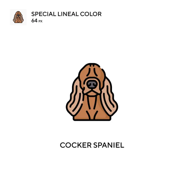 Cocker Spaniel Icône Vectorielle Couleur Linéaire Spéciale Cocker Icônes Épagneul — Image vectorielle