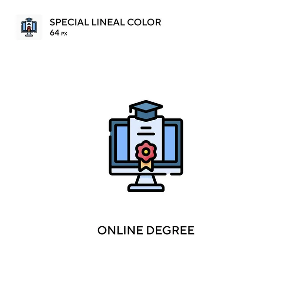 Online Fokozat Speciális Lineáris Szín Vektor Ikon Online Diploma Ikonok — Stock Vector