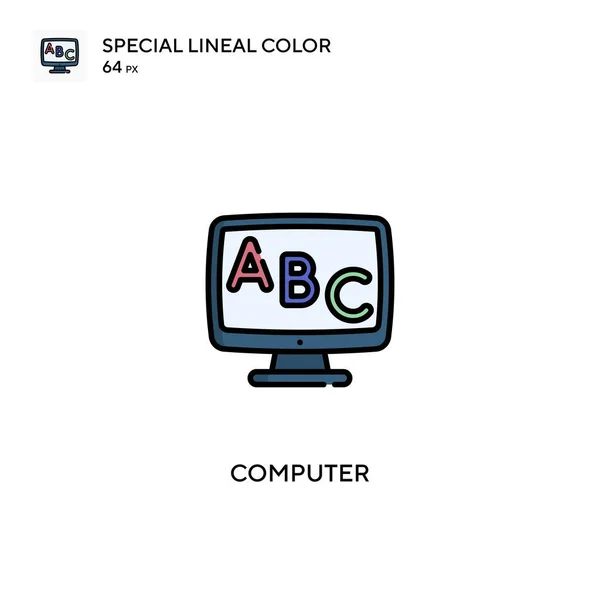 Ordenador Icono Vector Color Lineal Especial Iconos Ordenador Para Proyecto — Vector de stock