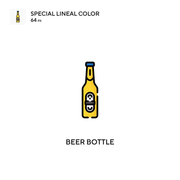 Пивна Пляшка Особливий Лінійний Колір Вектор Значок Пивні Пляшки Вашого — стоковий вектор