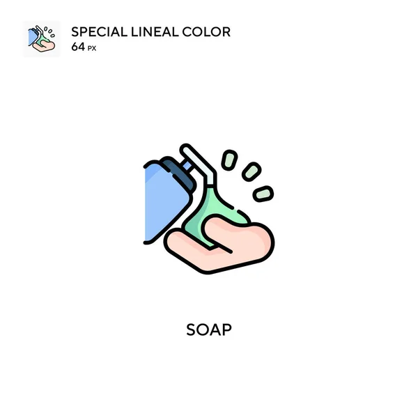 Mydło Specjalna Ikona Wektora Kolorów Liniowych Ikony Mydła Dla Twojego — Wektor stockowy