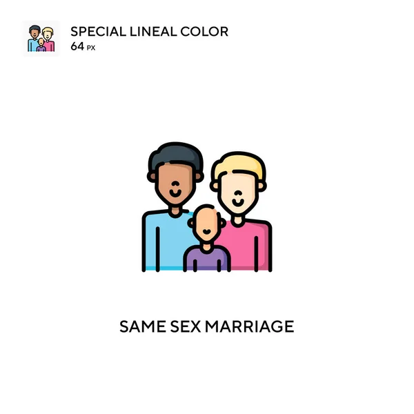 Ikon Vektor Warna Lineal Khusus Pernikahan Seks Yang Sama Ikon - Stok Vektor