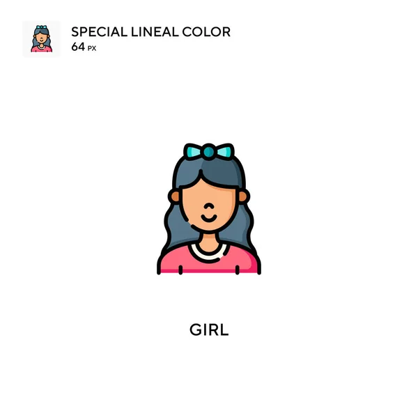 女孩特殊线形彩色矢量图标 你的商业项目的女偶像 — 图库矢量图片