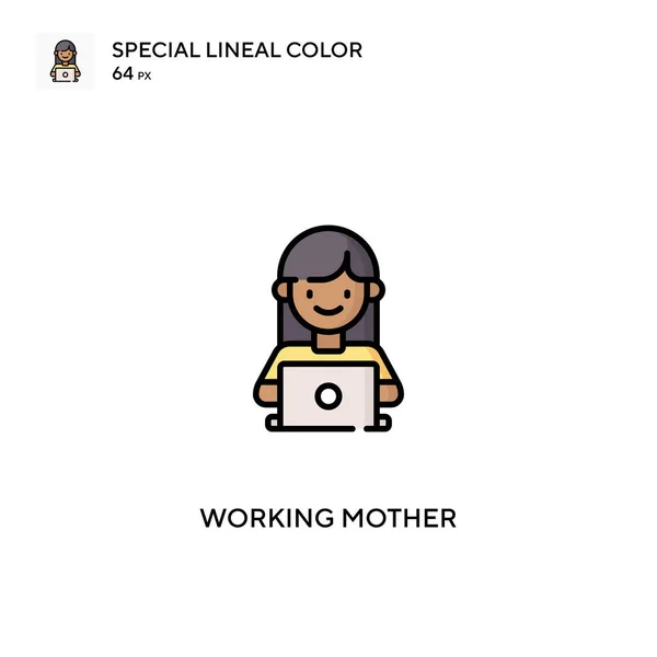 Pracująca Matka Specjalna Ikona Wektora Koloru Liniowego Ikony Pracującej Matki — Wektor stockowy