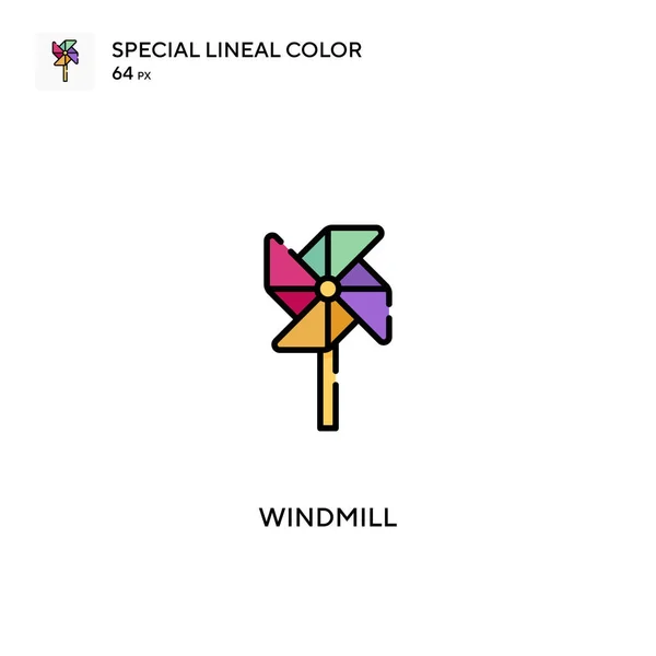 Windmühle Spezielles Lineares Farbvektorsymbol Windrad Symbole Für Ihr Geschäftsprojekt — Stockvektor
