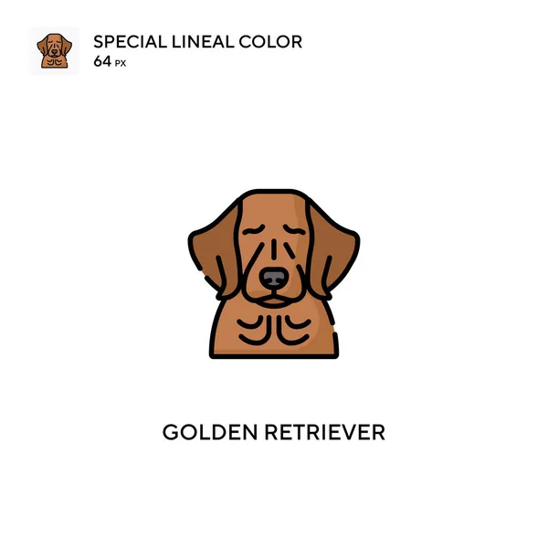 Golden Retriever Speciell Linjal Färg Vektor Ikon Golden Retriever Ikoner — Stock vektor