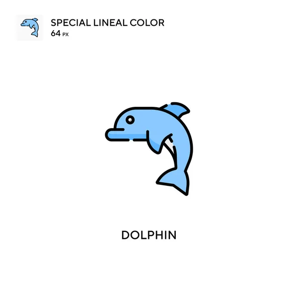 Delfín Speciální Lineární Barevný Vektor Ikona Ikony Delfínů Pro Váš — Stockový vektor