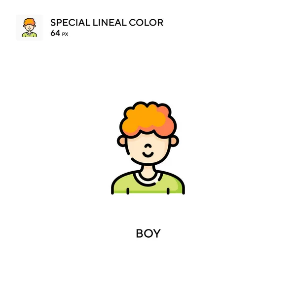 Boy Ícone Vetorial Cor Linear Especial Ícones Menino Para Seu — Vetor de Stock