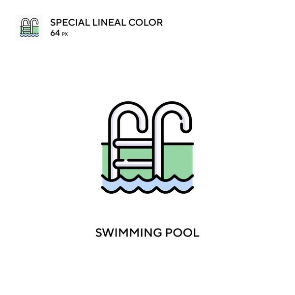 Yüzme Havuzu Özel Doğrusal Renk Vektör Simgesi Projeniz Için Yüzme — Stok Vektör