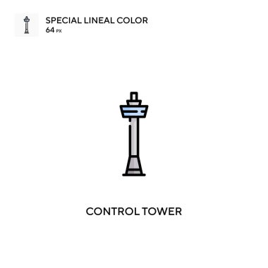 Kontrol kulesi özel doğrusal renk vektör simgesi. İş projeniz için kontrol kulesi simgeleri