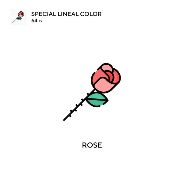 Rose Specjalna Ikona Wektora Koloru Linii Ikony Róży Dla Twojego — Wektor stockowy