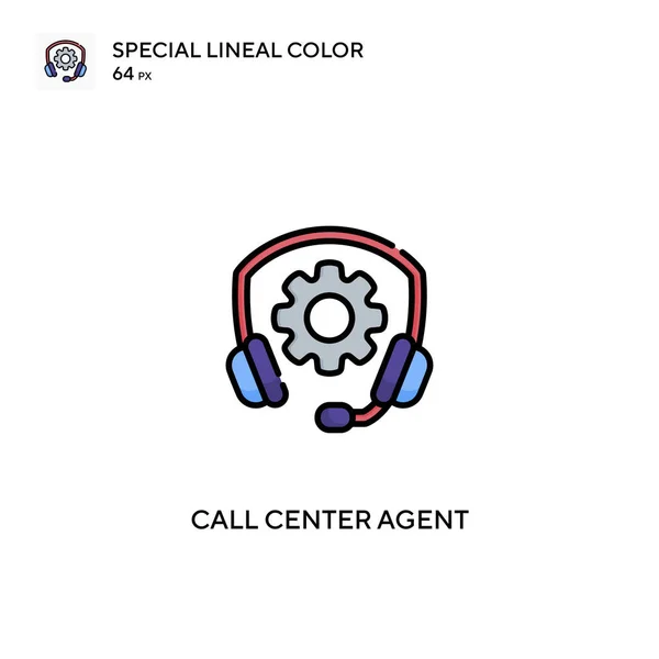 Agente Call Center Ícone Vetorial Cor Linear Especial Ícones Agente — Vetor de Stock