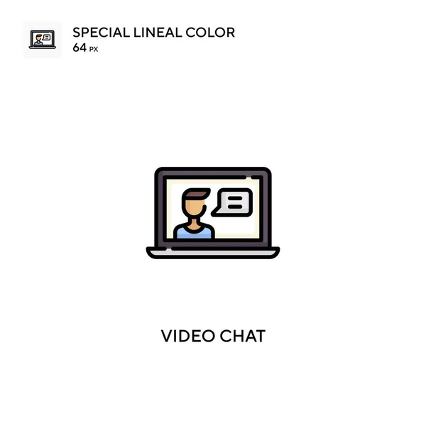 Video Chat Speciale Lijnkleur Vector Icoon Video Chat Pictogrammen Voor — Stockvector