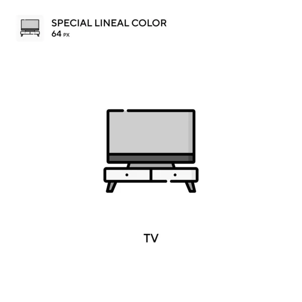 Tv特殊线形彩色矢量图标 电视图标为您的商业项目 — 图库矢量图片