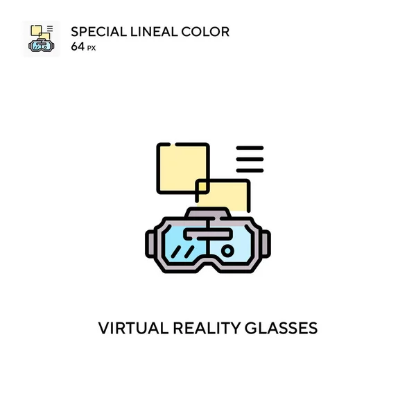 Gafas Realidad Virtual Icono Vector Color Lineal Especial Iconos Gafas — Vector de stock