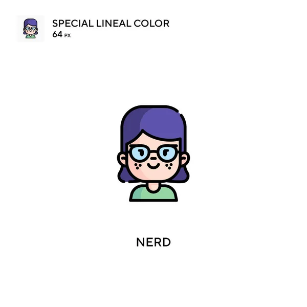 Nerd Especial Icono Vector Color Lineal Iconos Nerd Para Proyecto — Vector de stock