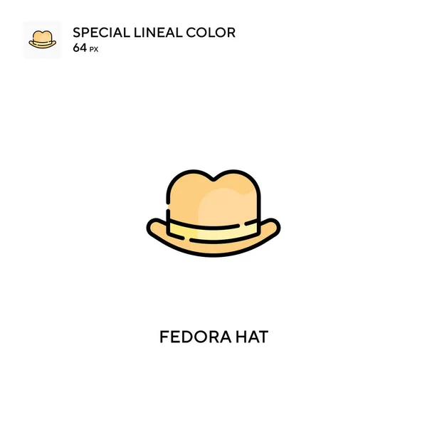 Шляпа Федора Специальная Линейная Иконка Вектора Цвета Иконки Шляпы Fedora — стоковый вектор