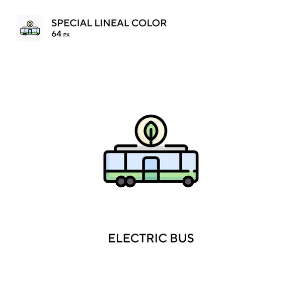 Bus Eléctrico Icono Especial Vector Color Lineal Iconos Bus Eléctrico — Archivo Imágenes Vectoriales