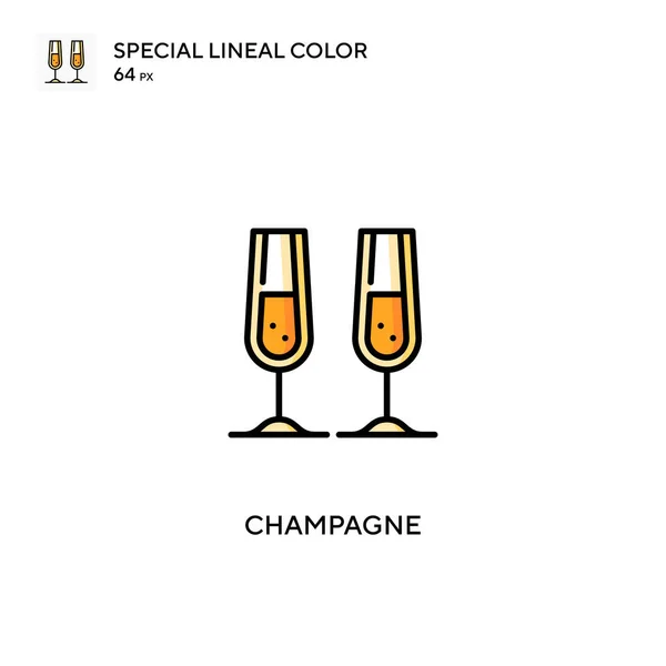 Champagne Icono Especial Vector Color Lineal Iconos Champán Para Proyecto — Vector de stock