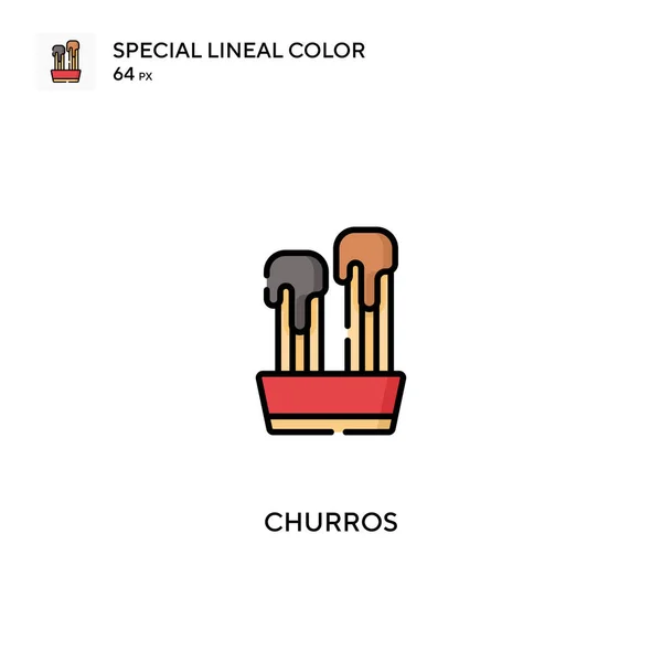 Churros Icono Especial Vector Color Lineal Iconos Churros Para Proyecto — Vector de stock