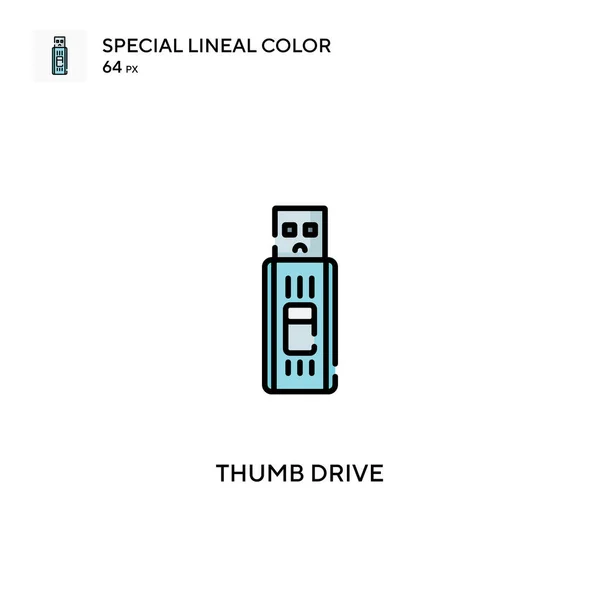 Daumenlaufwerk Spezielles Lineares Farbvektorsymbol Thumb Drive Icons Für Ihr Geschäftsprojekt — Stockvektor