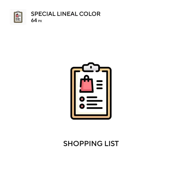 Lista Compras Icono Especial Vector Color Lineal Iconos Lista Compras — Archivo Imágenes Vectoriales