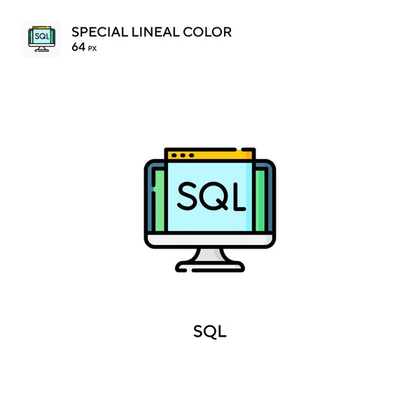 Sql Icono Especial Vector Color Lineal Iconos Cuadrados Para Proyecto — Archivo Imágenes Vectoriales