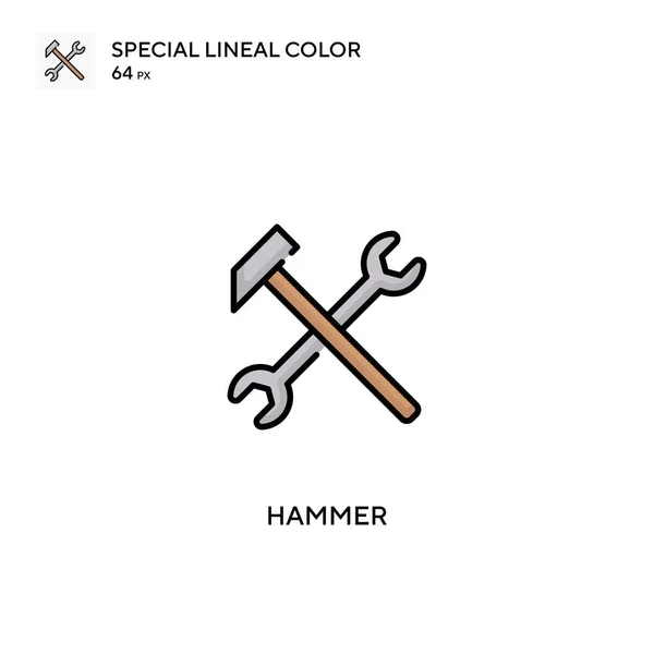 Hammer Icono Especial Vector Color Lineal Iconos Martillo Para Proyecto — Vector de stock