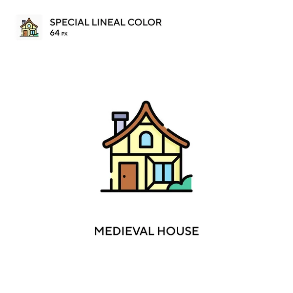 Casa Medieval Icono Especial Vector Color Lineal Iconos Medievales Para — Archivo Imágenes Vectoriales