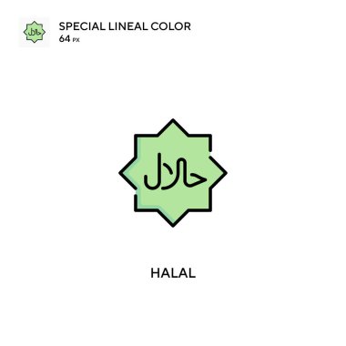 Halal özel doğrusal renk vektör simgesi. İş projeniz için helal simgeler