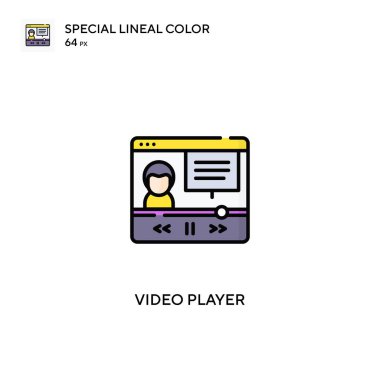 Video oynatıcı Özel doğrusal renk vektörü simgesi. İş projeniz için video oynatıcı simgeleri
