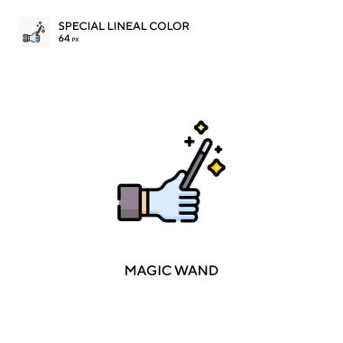 Sihirli değnek özel doğrusal renk vektör simgesi. İş projeniz için sihirli çubuk simgeleri