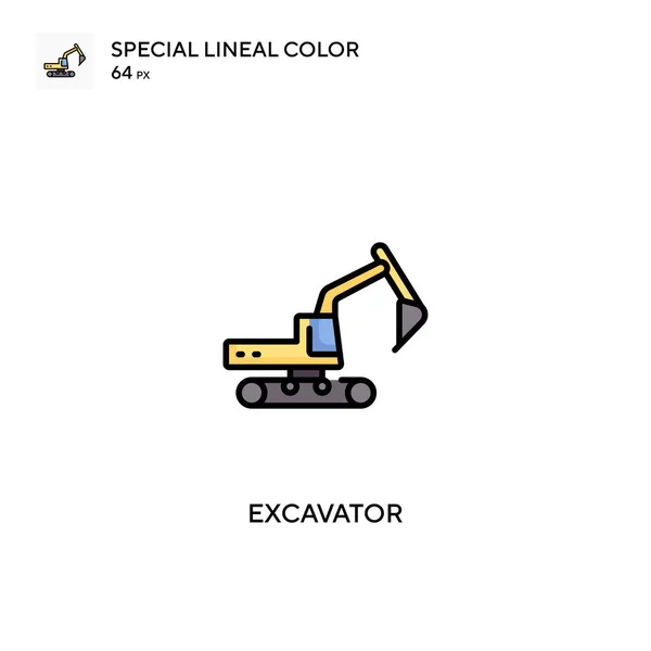 Grävmaskin Speciell Linjal Färg Vektor Ikon Grävmaskinsikoner För Ditt Affärsprojekt — Stock vektor
