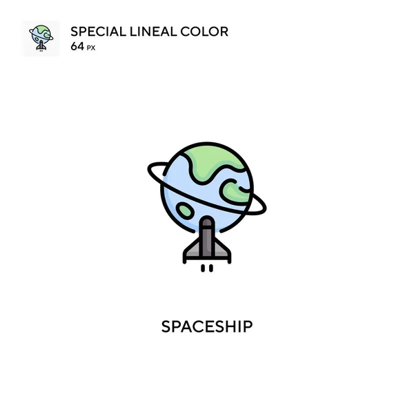 Nave Espacial Icono Especial Vector Color Lineal Iconos Naves Espaciales — Archivo Imágenes Vectoriales