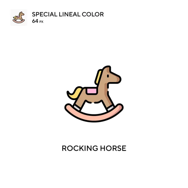 Rockinghäst Speciell Linjal Färg Vektor Ikon Rocking Häst Ikoner För — Stock vektor
