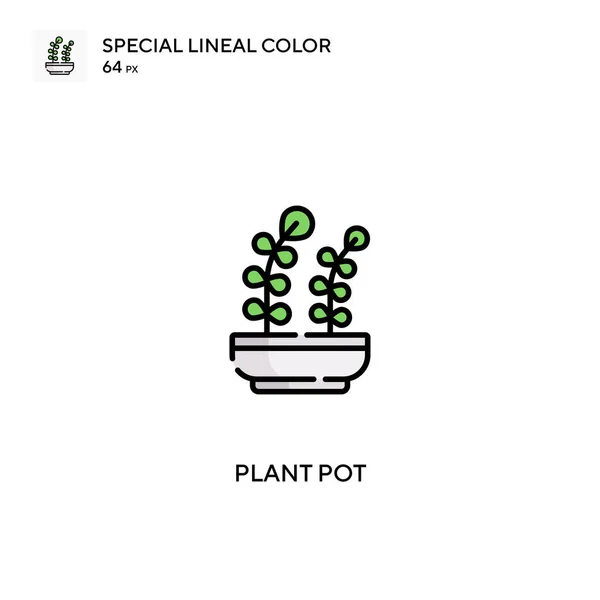 Rostlina Pot Speciální Lineární Barevný Vektor Ikona Ikony Květináčů Pro — Stockový vektor