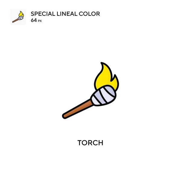 Torch Speciální Lineární Barevný Vektor Ikona Ikony Pochodní Pro Váš — Stockový vektor
