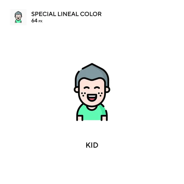 Niño Especial Icono Vector Color Lineal Iconos Para Niños Para — Vector de stock