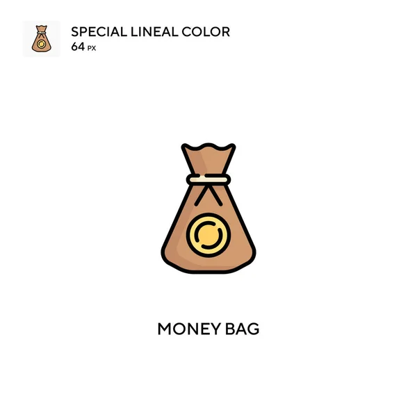 Money Bag Speciální Lineární Barevný Vektor Ikony Ikony Tašek Peníze — Stockový vektor