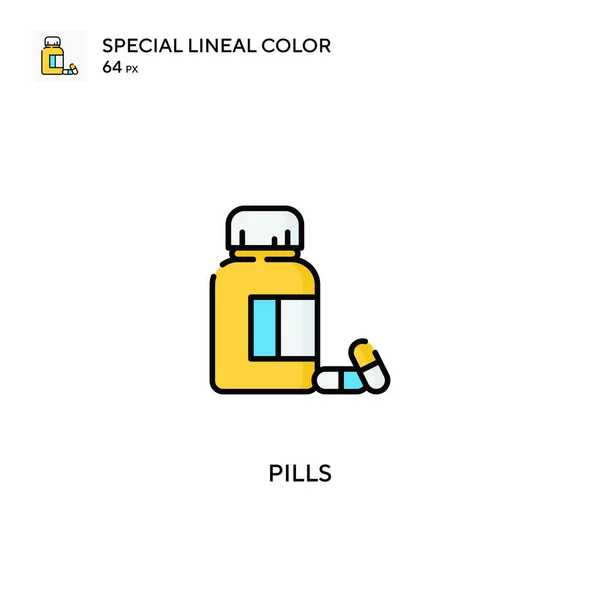 Píldoras Icono Especial Vector Color Lineal Iconos Pastillas Para Proyecto — Vector de stock