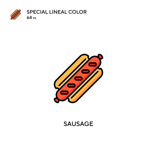 Saucisse Icône Vectorielle Couleur Linéaire Spéciale Icônes Saucisses Pour Votre — Image vectorielle