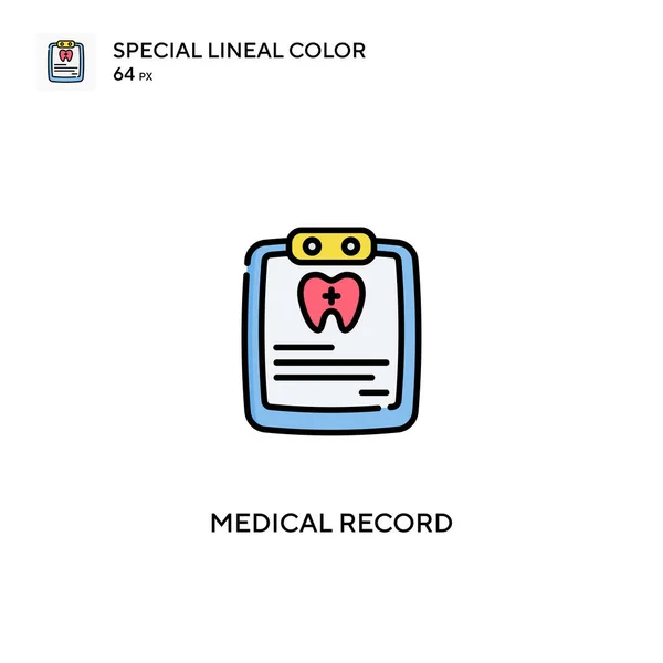 Registro Médico Icono Especial Vector Color Lineal Iconos Historial Médico — Vector de stock