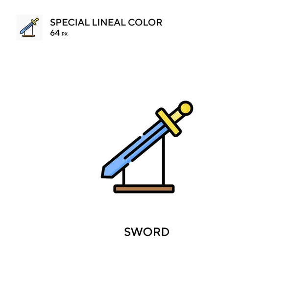 Sword Special Lineal Color Vector Icon 비즈니스 프로젝트용 아이콘 — 스톡 벡터