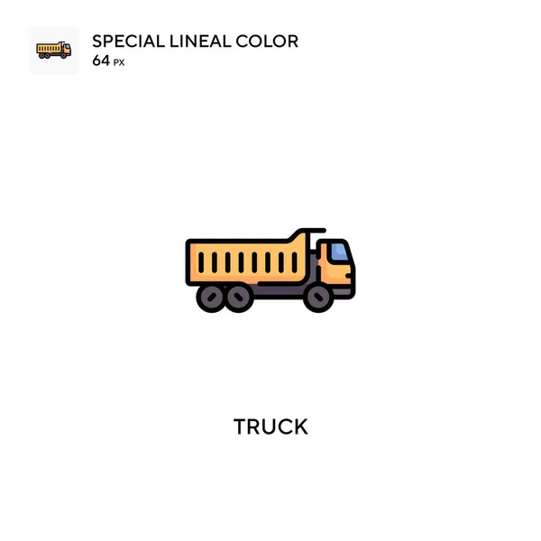 Ciężarówka Specjalna Ikona Wektora Koloru Linii Ikony Samochodów Ciężarowych Projektu — Wektor stockowy