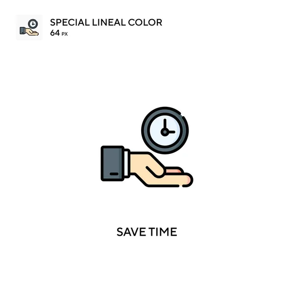 Ahorre Tiempo Icono Especial Vector Color Lineal Ahorre Tiempo Iconos — Archivo Imágenes Vectoriales